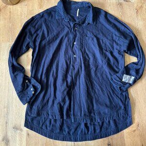 Free People Blue Denim Button Down Shirt Size M